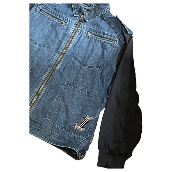 Harley Davidson Denim Jean Jacket 3XL Mens Fabric Sleeves - Picture 5 of 16